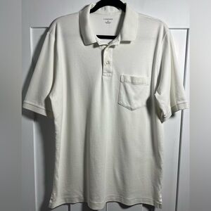 Lands’ End Pima Cotton Polo Shirt White Short Sleeve Men’s L